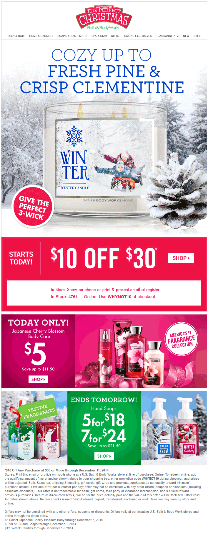 Bath & Body Works Coupons 10 off 30 at Bath & Body Works, or online