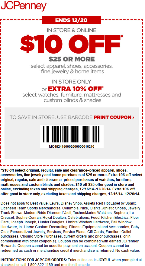 JCPenney Coupons - 10 off 25 at JCPenney, or online via promo code ...
