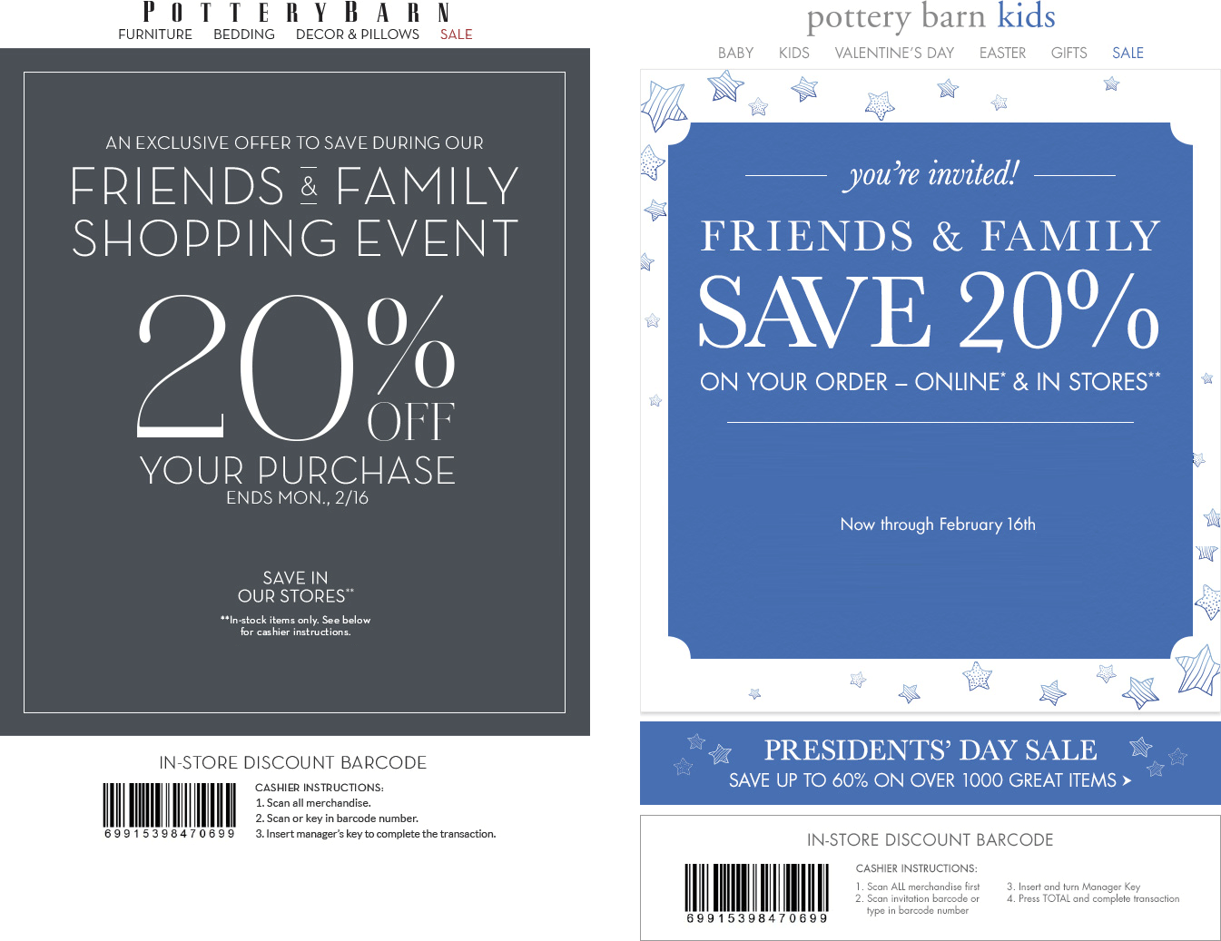 Pottery Barn 20 Off