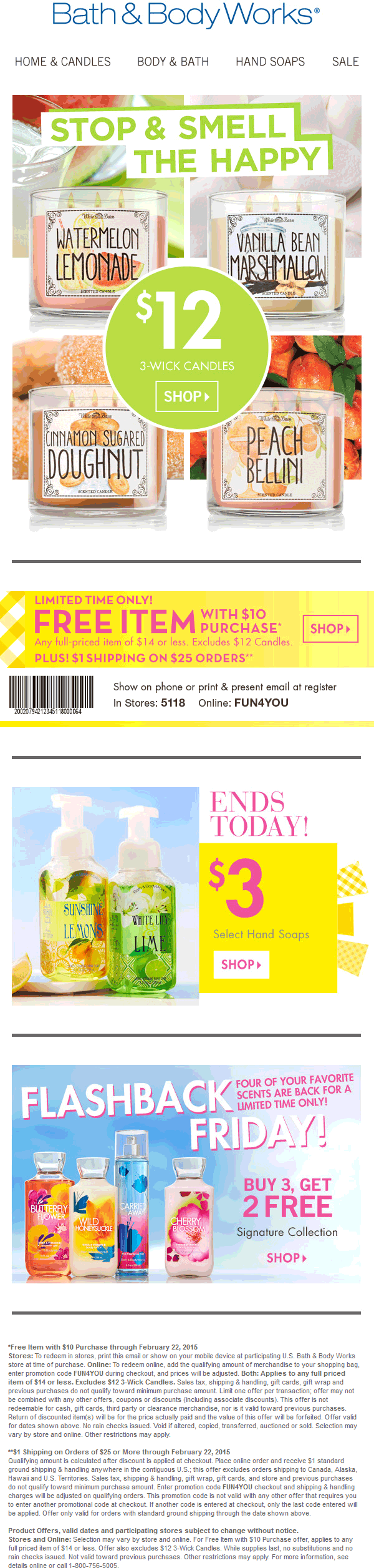Bath & Body Works coupons Any 14 item free with 10