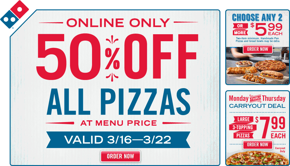 dominos online coupons january 2016